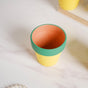 Green Rim Yellow Clay Pot Set Of 4 - Indoor planters and flower pots | Home decor items