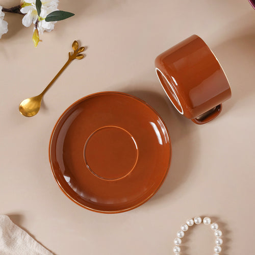 Cup And Saucer With Leaf Spoon- Tea cup, coffee cup, cup for tea | Cups and Mugs for Office Table & Home Decoration