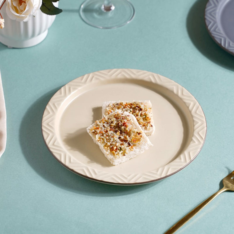 Serenity Snack Plate Beige 8 Inch - Serving plate, snack plate, dessert plate | Plates for dining & home decor