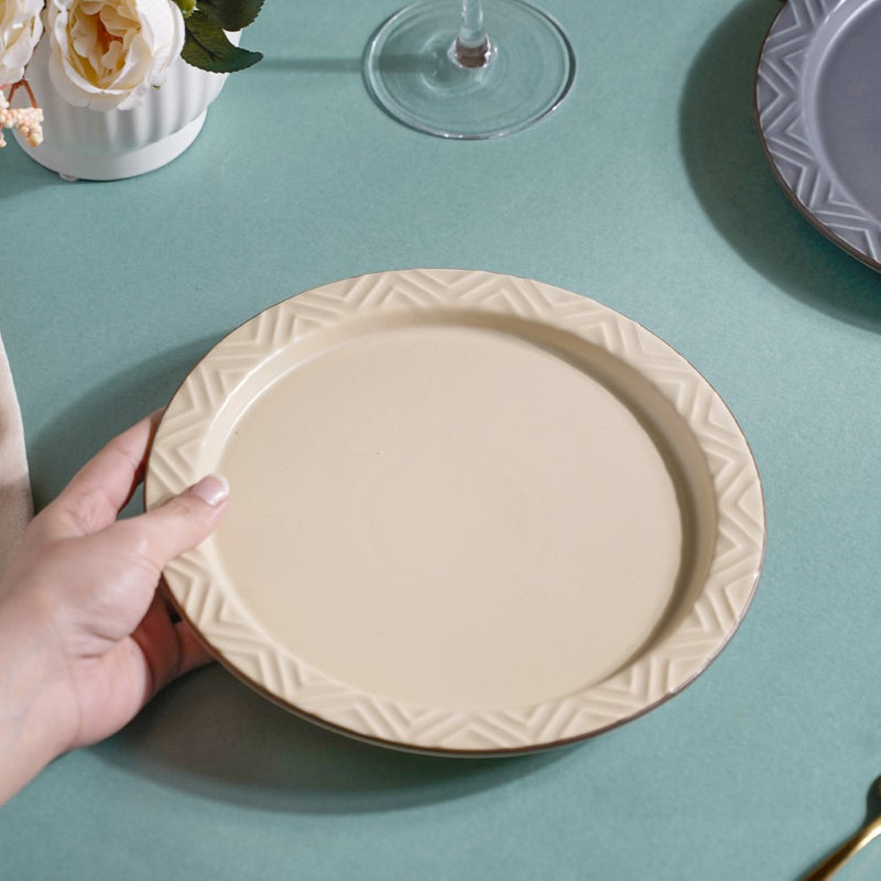 Serenity Snack Plate Beige 8 Inch - Serving plate, snack plate, dessert plate | Plates for dining & home decor