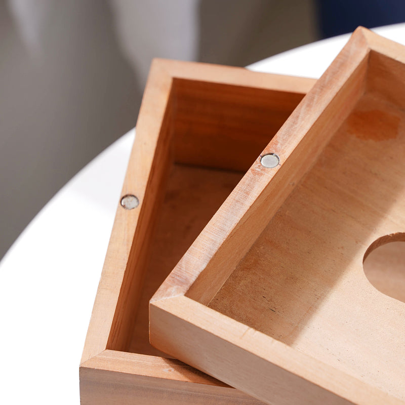 Wooden Tissue Box And 3 Shelf Desk Organiser - Tissue box and organizer | Home and room decor items