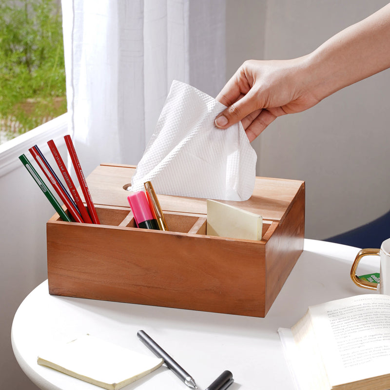 Wooden Tissue Box And Organiser - Tissue box and organizer | Home and room decor items