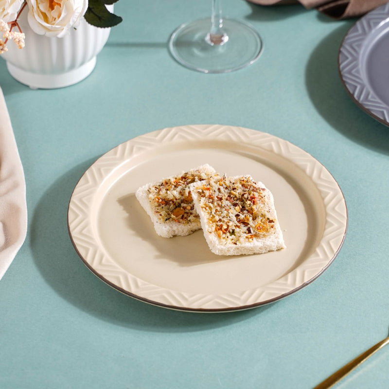 Serenity Snack Plate Beige 8 Inch - Serving plate, snack plate, dessert plate | Plates for dining & home decor