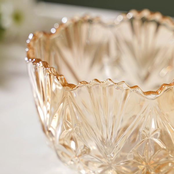 Vintage Round Crystal Glass Amber Jar Large 500 ml - Jar