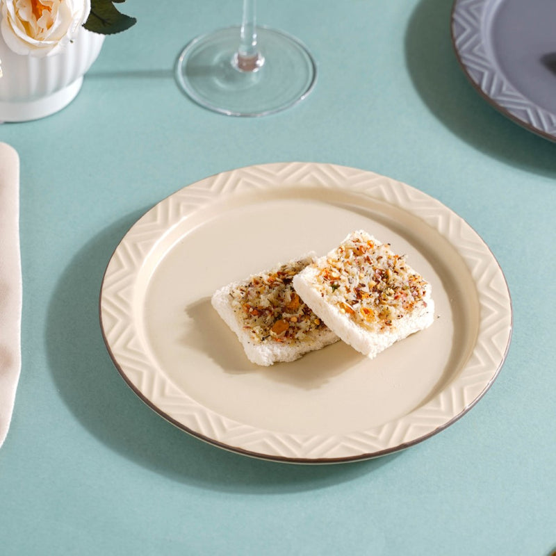 Serenity Snack Plate Beige 8 Inch - Serving plate, snack plate, dessert plate | Plates for dining & home decor