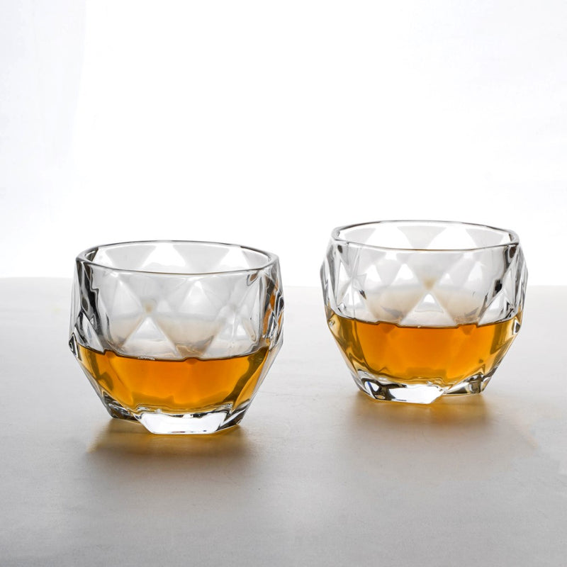 Crystal Round Diamond Textured Drinkware Set of 2 250 ml