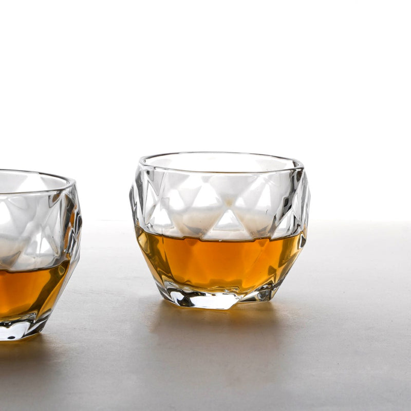 Crystal Round Diamond Textured Drinkware Set of 2 250 ml