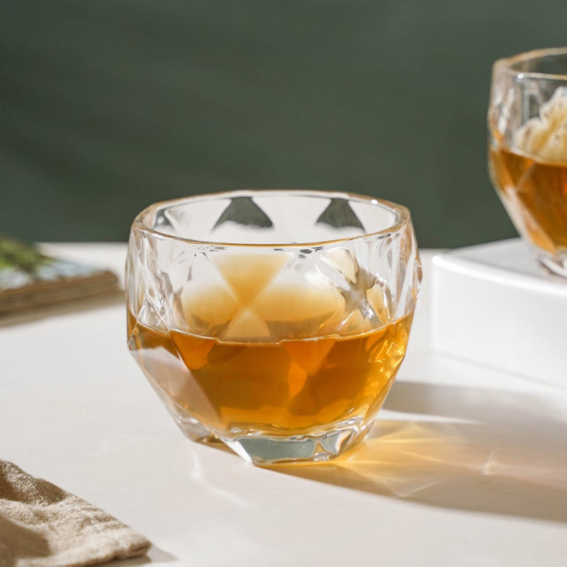 Crystal Round Diamond Textured Drinkware Set of 2 250 ml