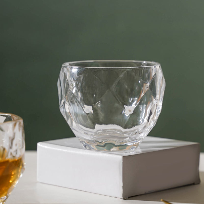 Crystal Round Diamond Textured Drinkware Set of 2 250 ml