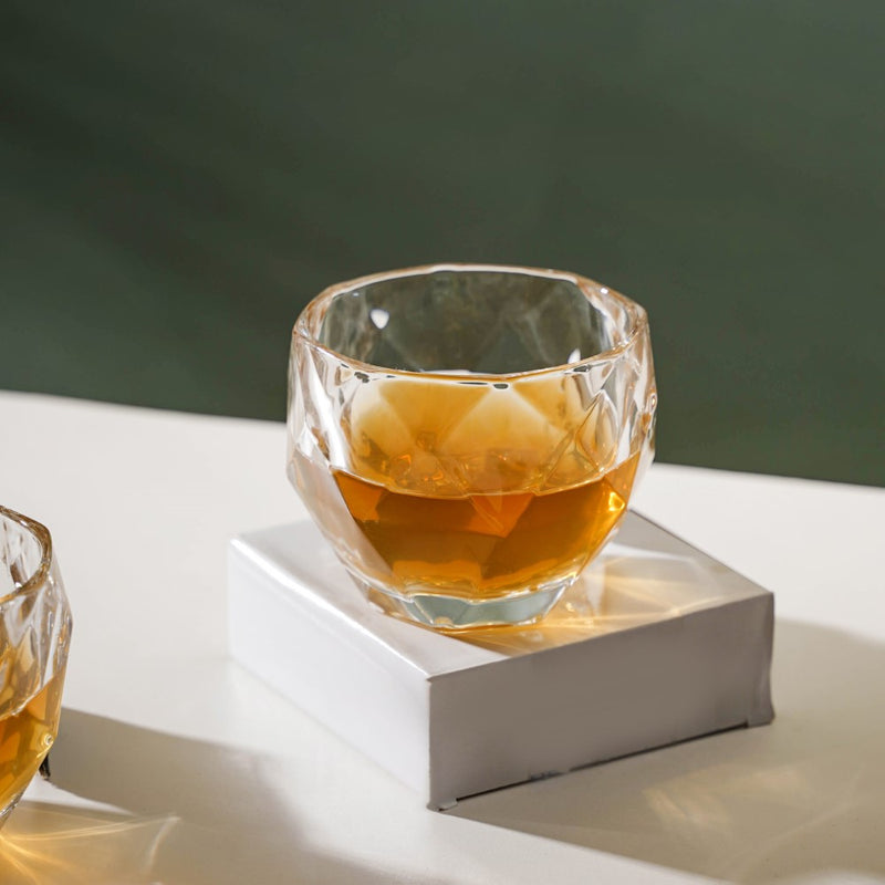 Crystal Round Diamond Textured Drinkware Set of 2 250 ml