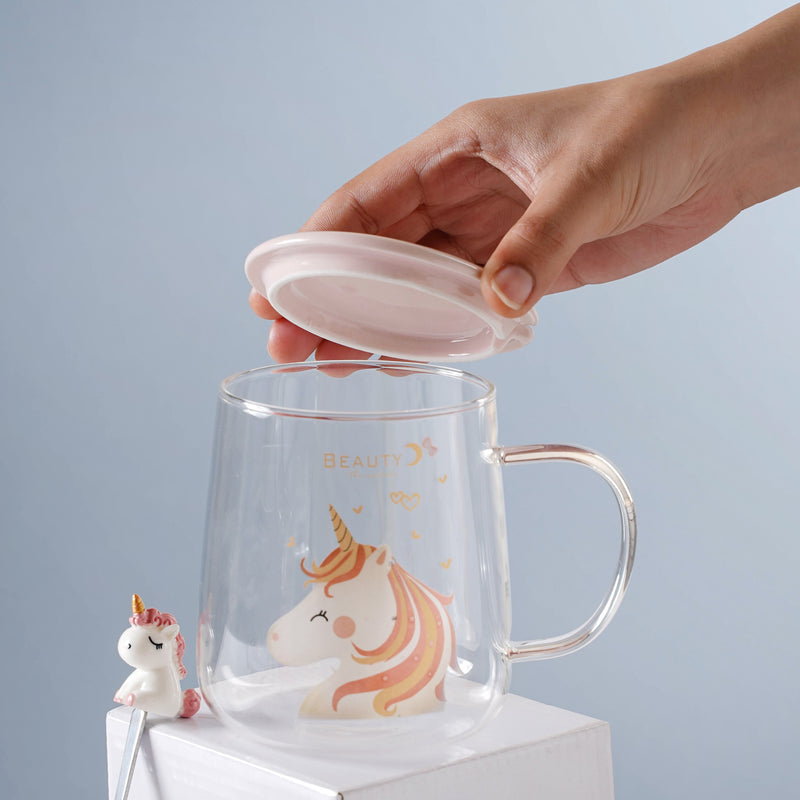 Unicorn Glass Mug- Mug for coffee, tea mug, cappuccino mug | Cups and Mugs for Coffee Table & Home Decor