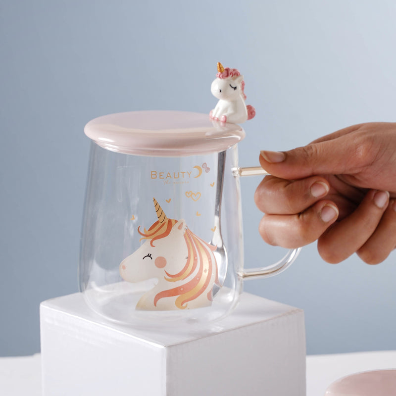 Unicorn Glass Mug- Mug for coffee, tea mug, cappuccino mug | Cups and Mugs for Coffee Table & Home Decor