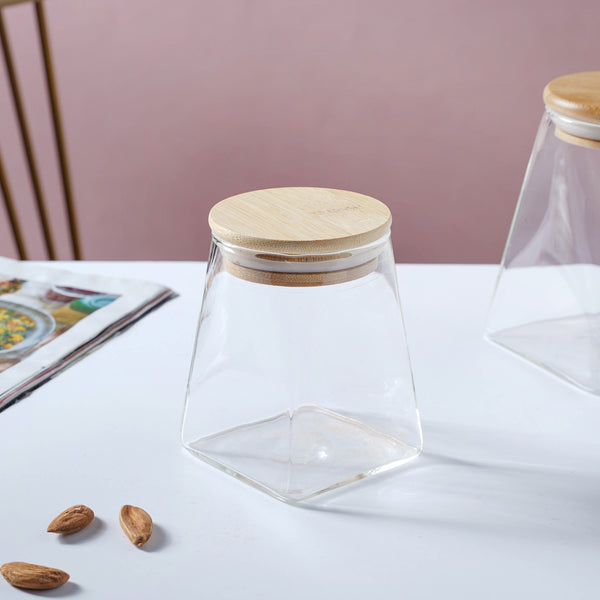 Glass Jar With Wooden Lid - Small - Jar
