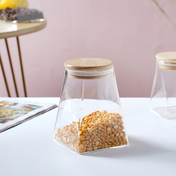 Glass Jar With Wooden Lid - Medium - Jar