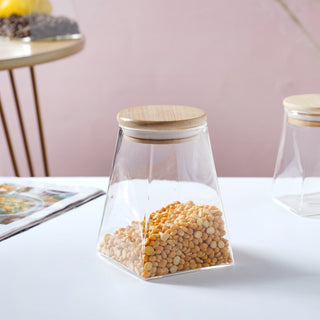 Glass Jar With Wooden Lid - Medium
