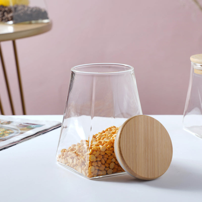 Glass Jar With Wooden Lid - Medium - Jar
