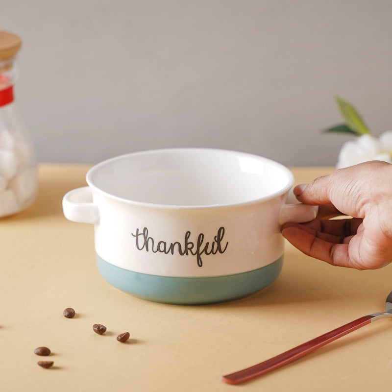Ceramic Bowl With Handle - Bowl, ceramic bowl, serving bowls, noodle bowl, salad bowls, bowl for snacks, bowl with handle | Bowls for dining table & home decor