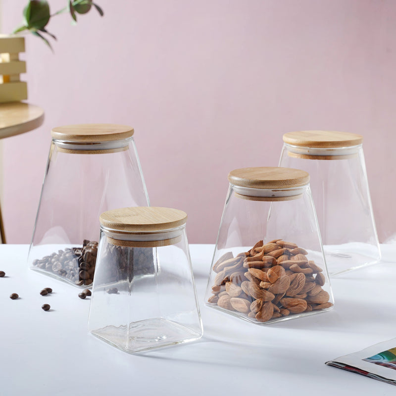 Glass Jar With Wooden Lid - Medium - Jar