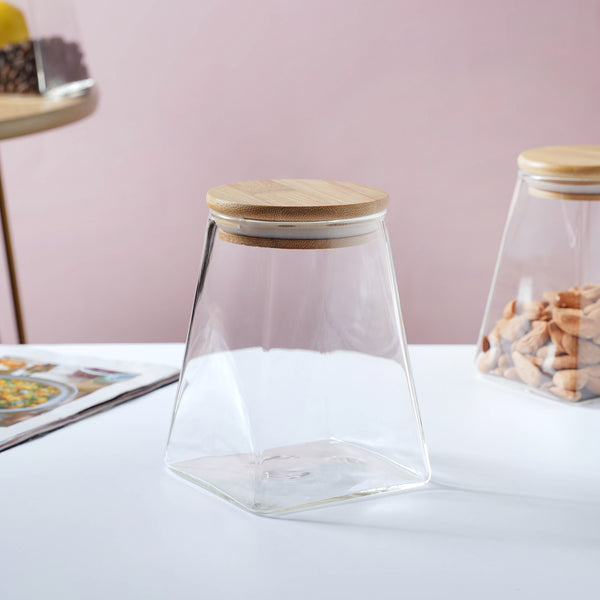 Glass Jar With Wooden Lid - Large