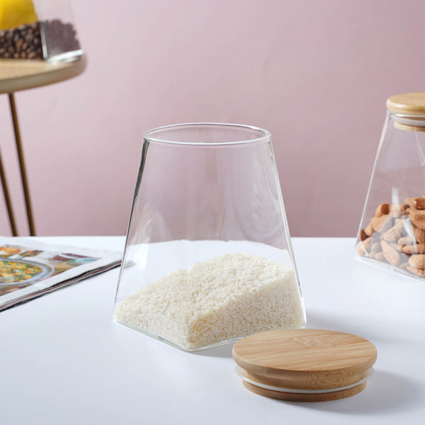 Glass Jar With Wooden Lid - Large