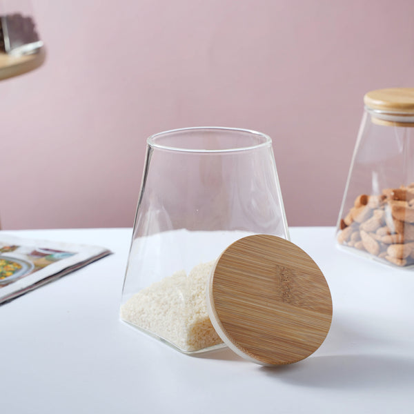 Glass Jar With Wooden Lid - Large