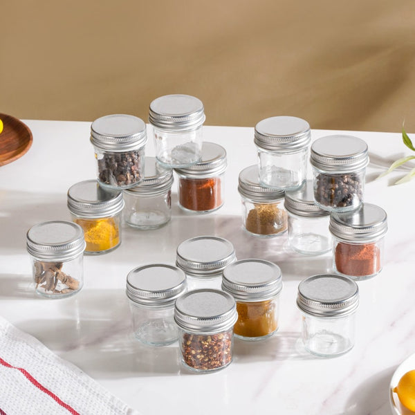 Glass Storage Jars With Lid Set Of 16 50ml