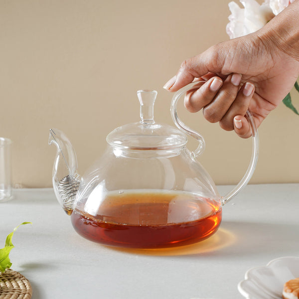 Glass Tea Kettle - Medium - Tea kettle, glass jar kettle, glass teapot | Kettle for Dining table & Home decor