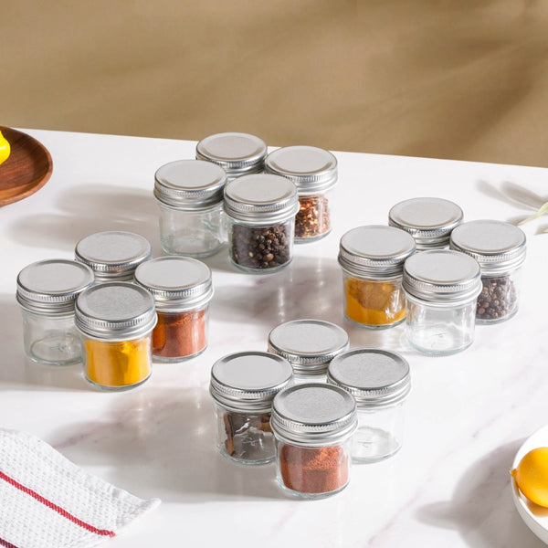 Glass Storage Jars With Lid Set Of 16 50ml