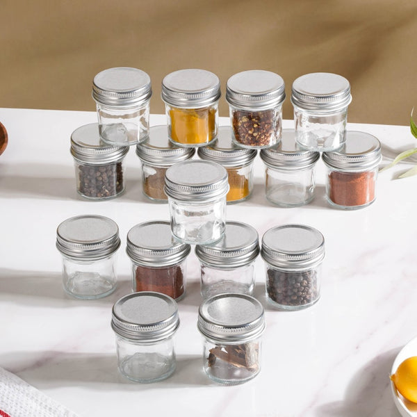 Glass Storage Jars With Lid Set Of 16 50ml