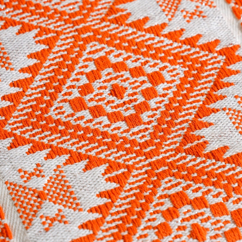 Festive Jacquard Cushion Cover And Runner Orange Set Of 3