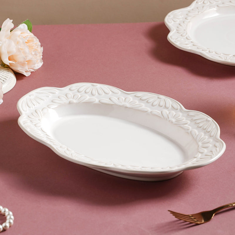 Faye Oval Ceramic Platter 13 Inch - Ceramic platter, serving platter, fruit platter | Plates for dining table & home decor