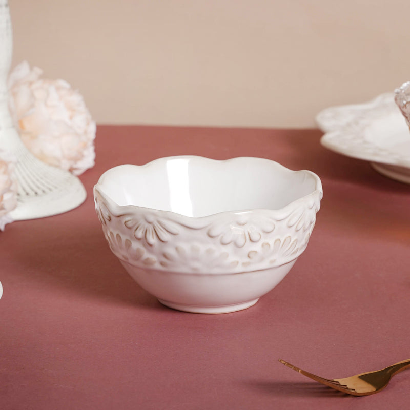 Faye Ornamental Snack Bowl 400 ml - Bowl, soup bowl, ceramic bowl, snack bowls, curry bowl, popcorn bowls | Bowls for dining table & home decor