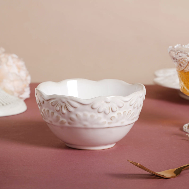 Faye Ornamental Snack Bowl 400 ml - Bowl, soup bowl, ceramic bowl, snack bowls, curry bowl, popcorn bowls | Bowls for dining table & home decor