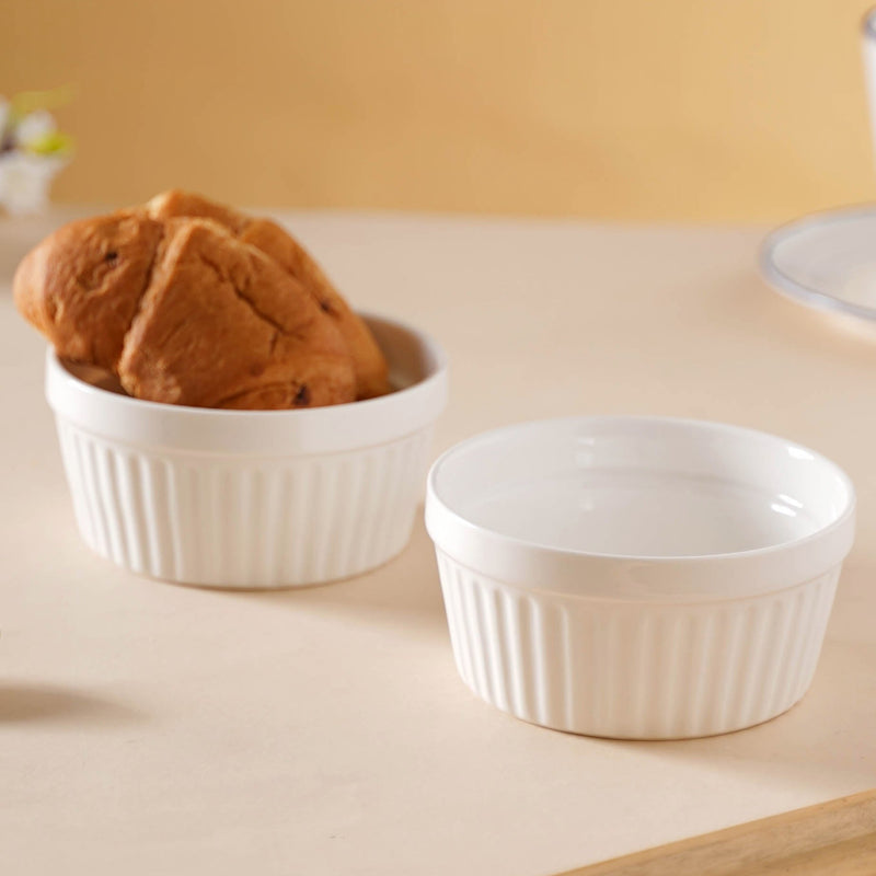 White Textured Ramekin - Baking Dish