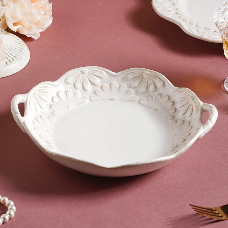 Faye Bowl With Handle 9 Inch 500 ml - Bowl, ceramic bowl, serving bowls, noodle bowl, salad bowls, bowl for snacks, large serving bowl, bowl with handle | Bowls for dining table & home decor