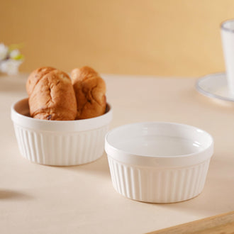 White Textured Ramekin - Baking Dish