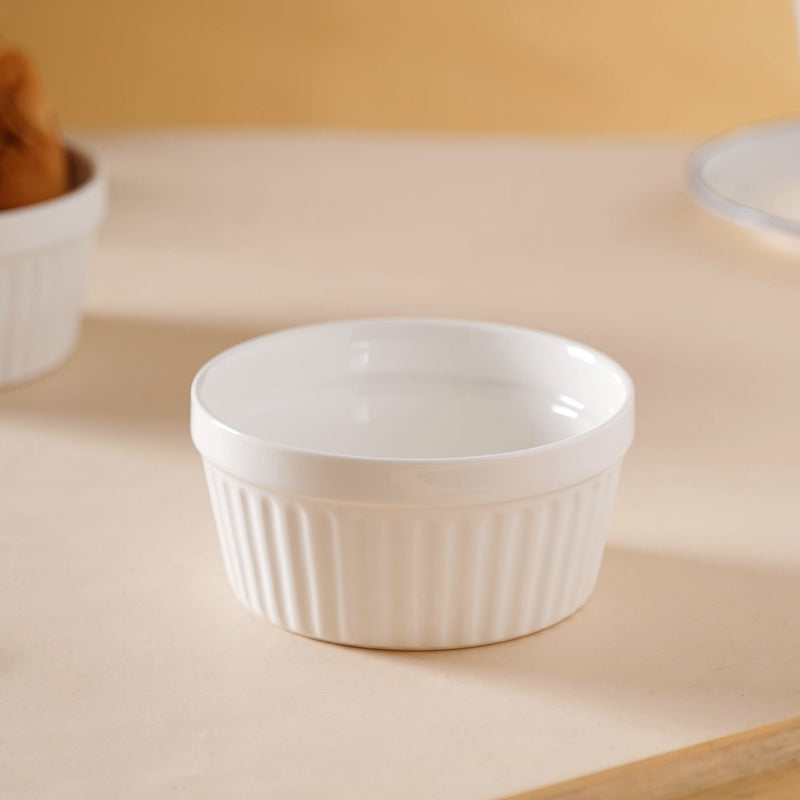 White Textured Ramekin - Baking Dish