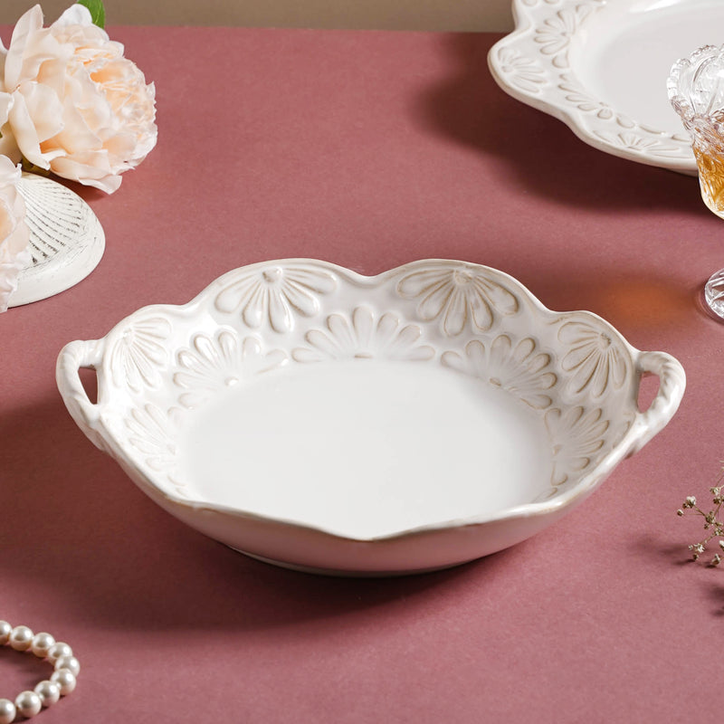 Faye Bowl With Handle 9 Inch 500 ml - Bowl, ceramic bowl, serving bowls, noodle bowl, salad bowls, bowl for snacks, large serving bowl, bowl with handle | Bowls for dining table & home decor