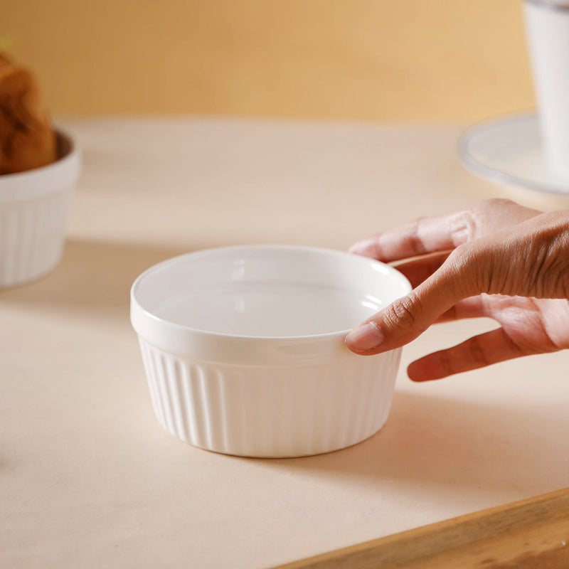 White Textured Ramekin - Baking Dish