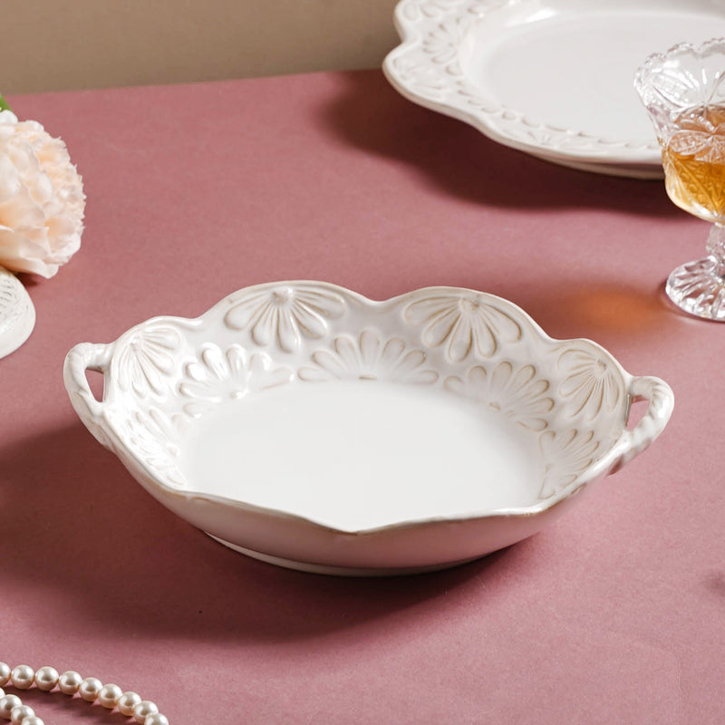 Faye Bowl With Handle 9 Inch 500 ml - Bowl, ceramic bowl, serving bowls, noodle bowl, salad bowls, bowl for snacks, large serving bowl, bowl with handle | Bowls for dining table & home decor