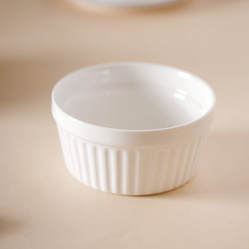 White Textured Ramekin - Baking Dish