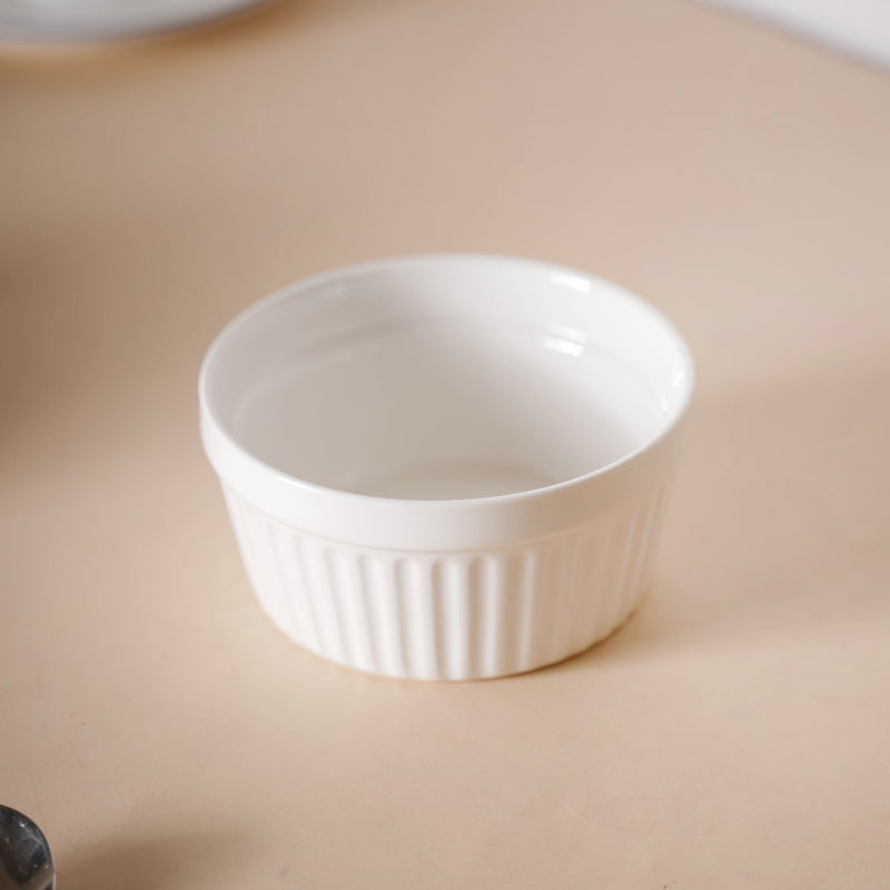 White Textured Ramekin - Baking Dish