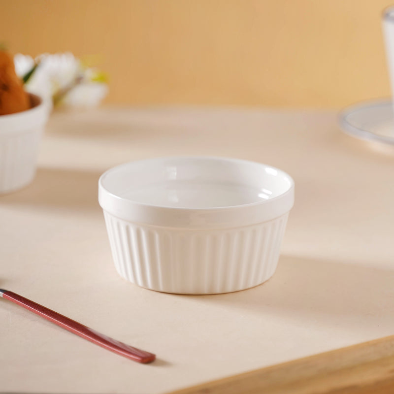 White Textured Ramekin - Baking Dish