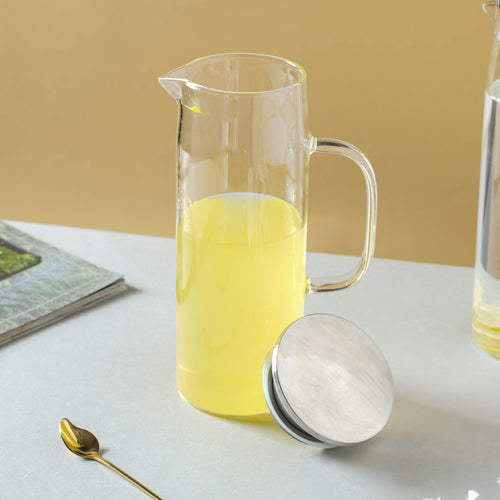 Juice Jug With Metal Lid - Water jug, glass jug, juice jug | Jug for Dining table & Home decor