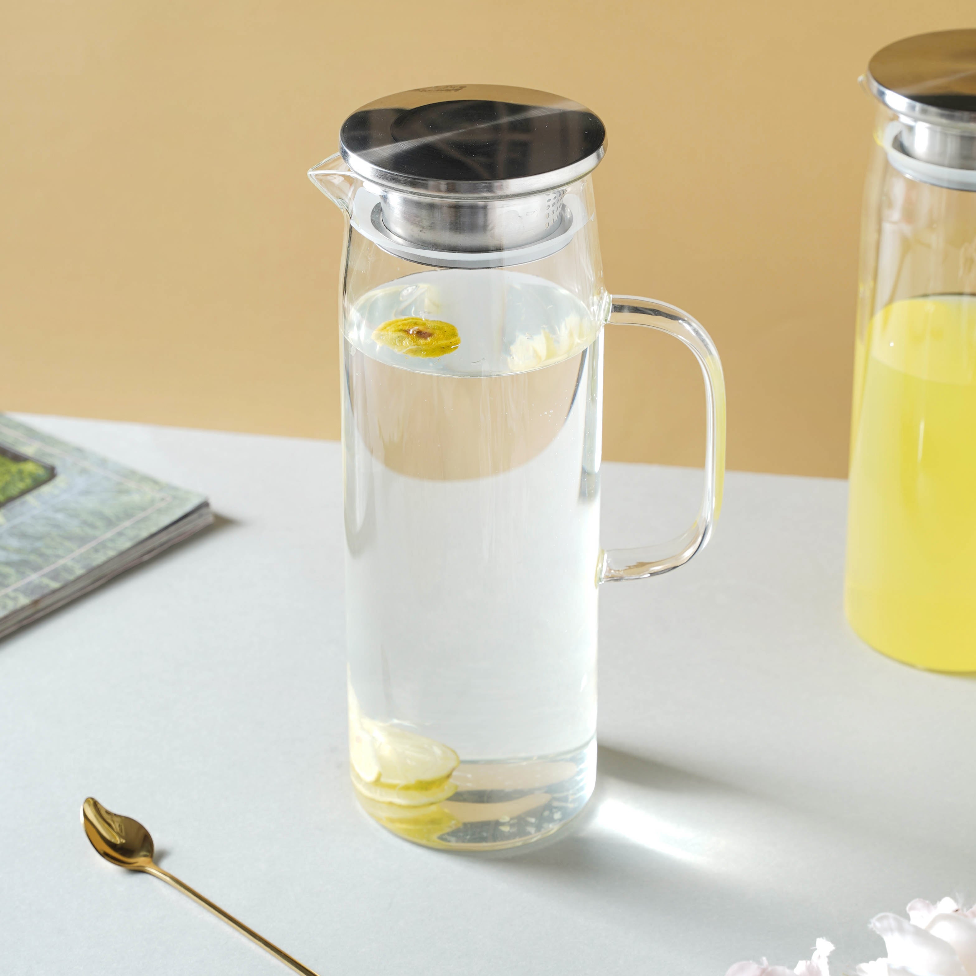 Glass Juice Jug With Metal Lid