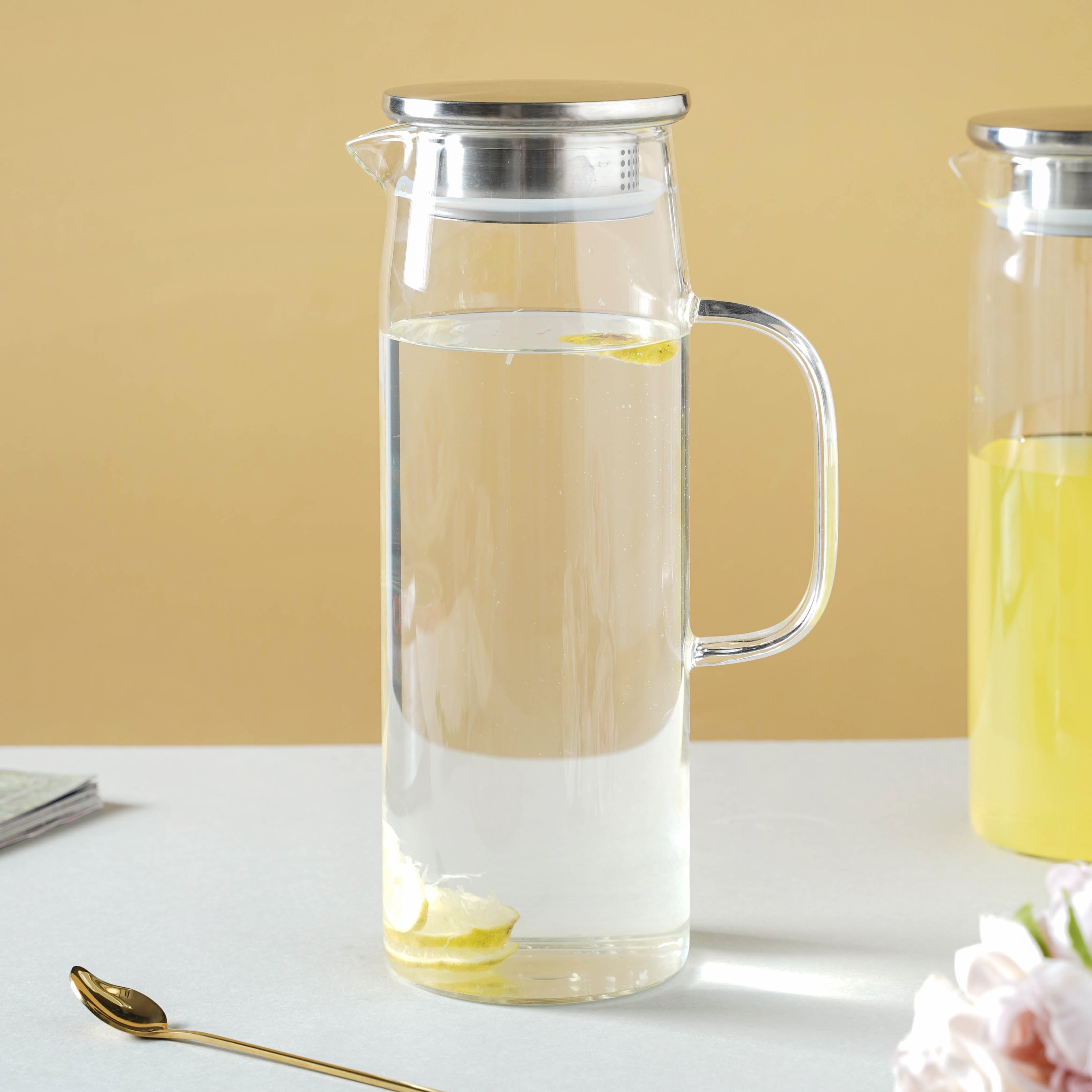 Glass Juice Jug With Metal Lid