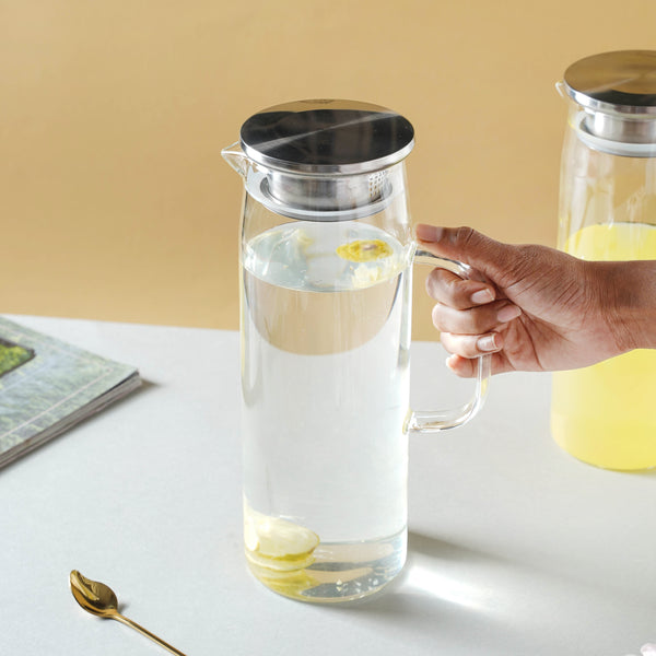 Glass Juice Jug With Metal Lid - Water jug, glass jug, juice jug | Jug for Dining table & Home decor