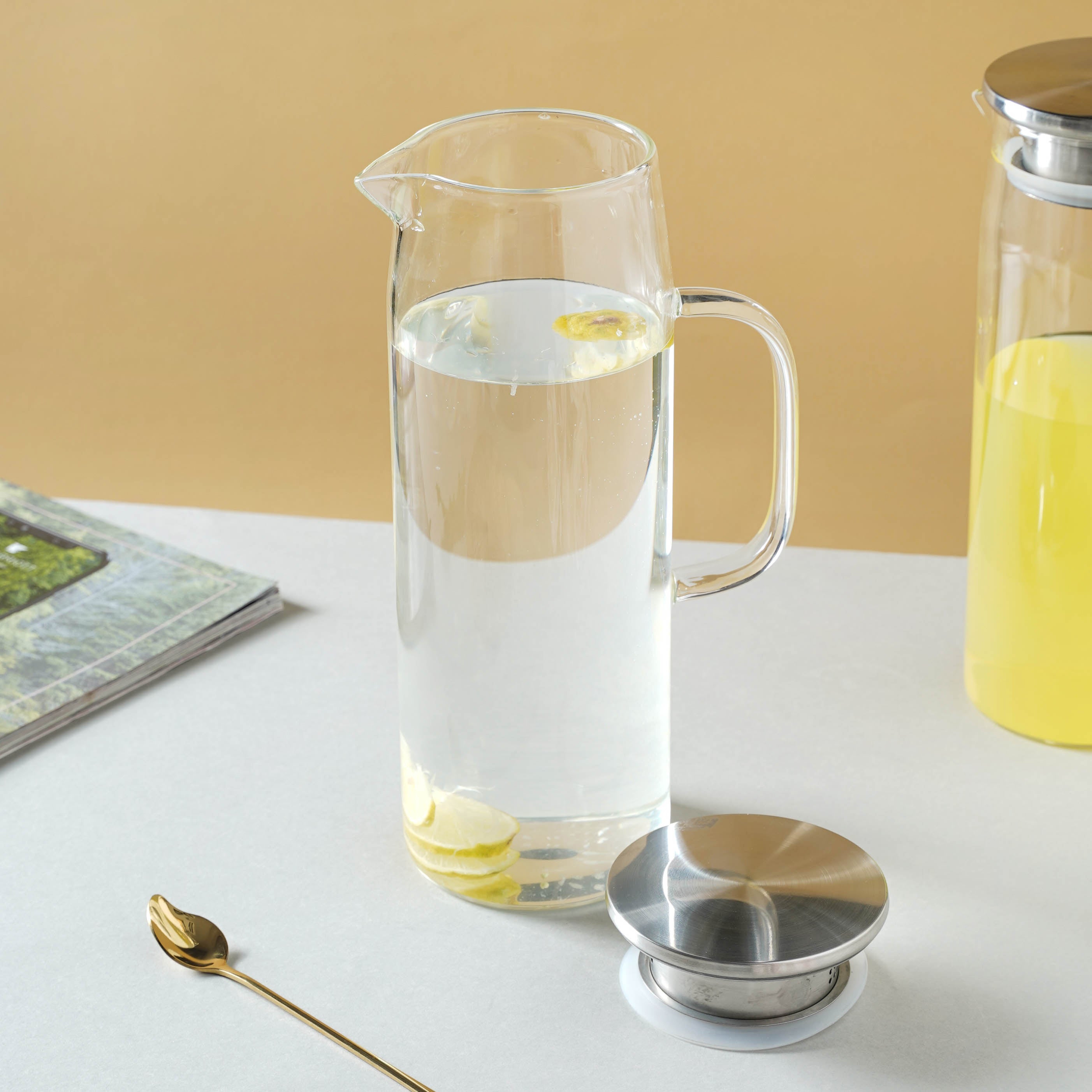 Glass Juice Jug With Metal Lid