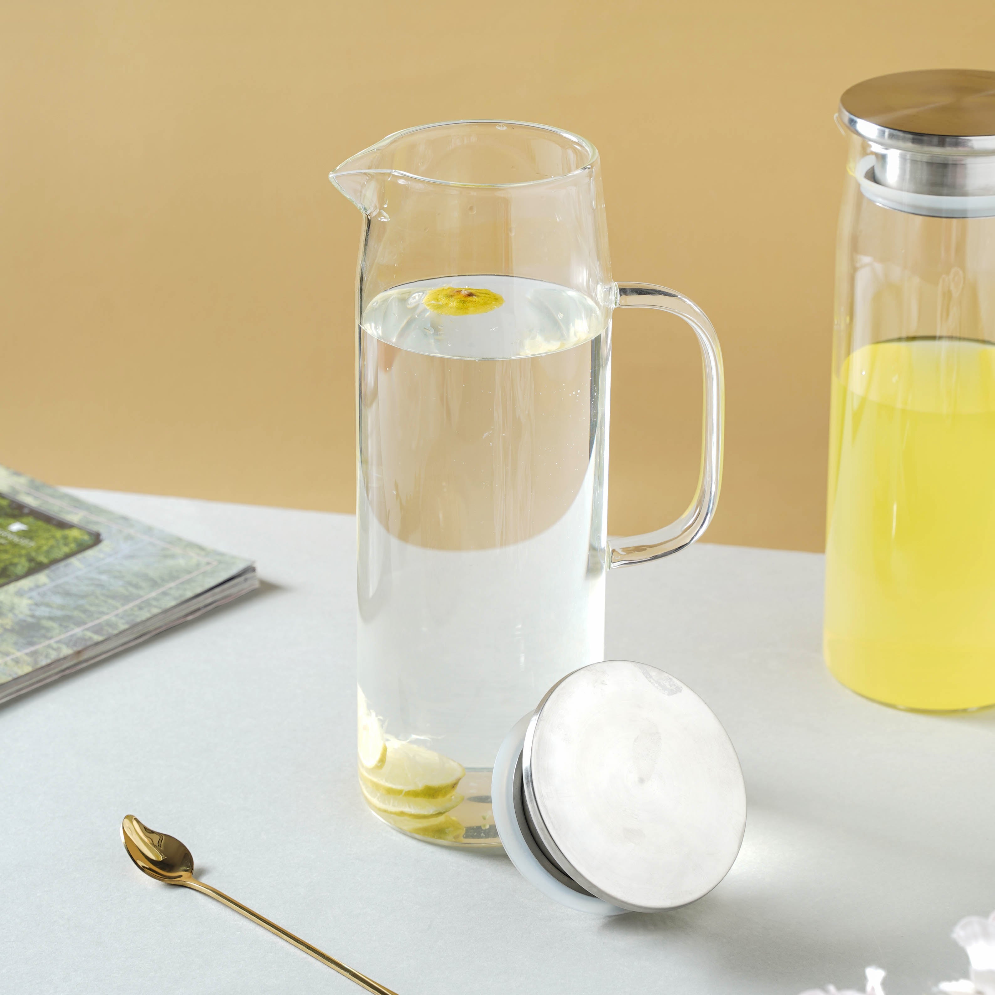 Glass Juice Jug With Metal Lid