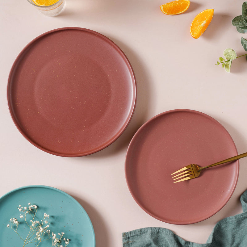 Mystic Maroon Dinner Plate 10 Inch - Serving plate, lunch plate, ceramic dinner plates| Plates for dining table & home decor